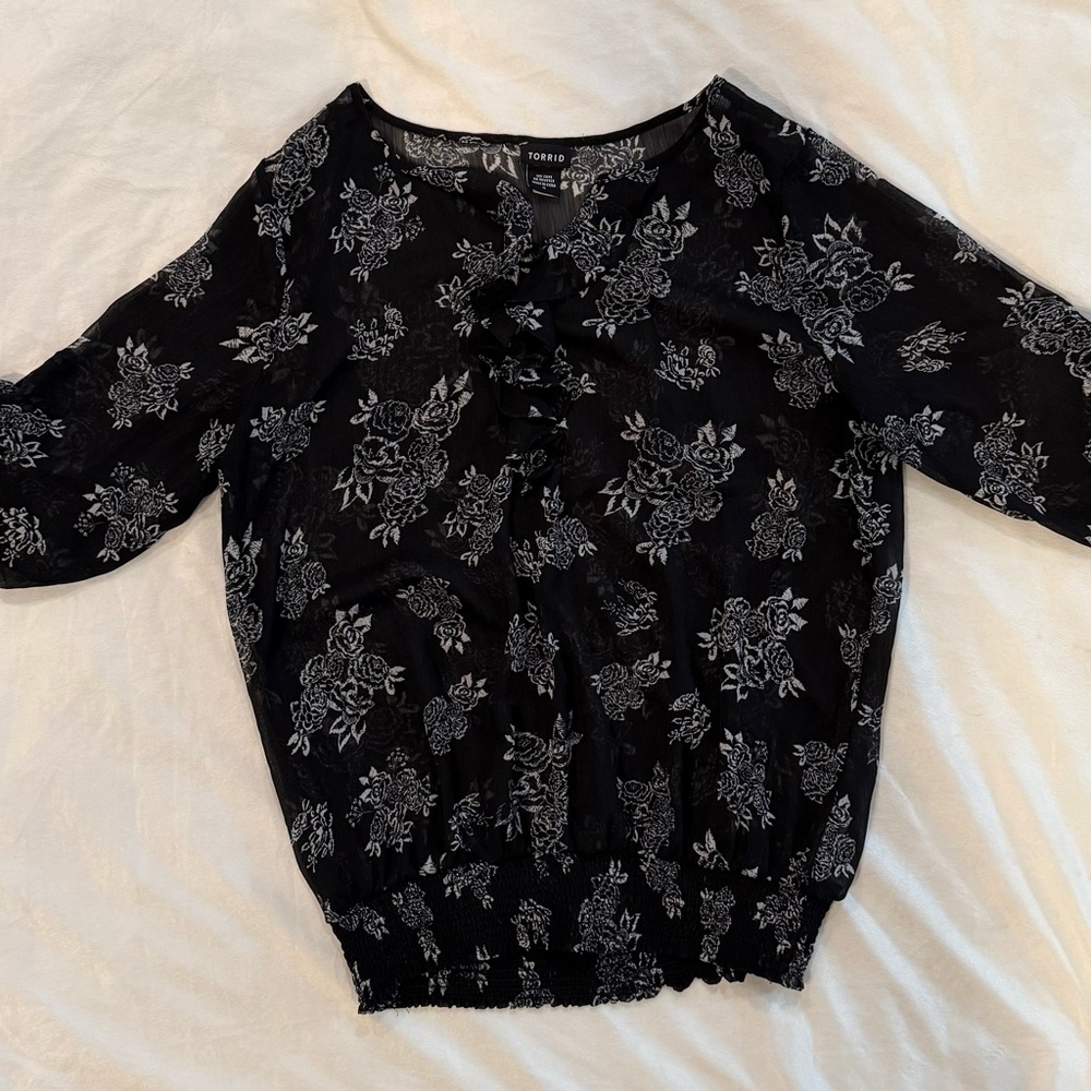 COPY - Torrid Black Floral Women's Blouse Top XL